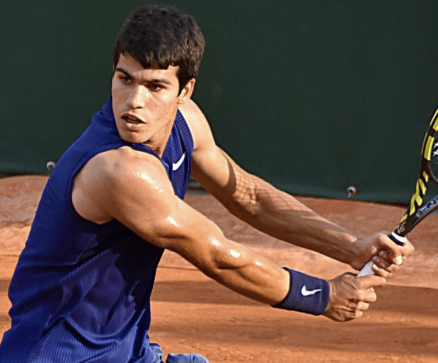 Carlos Alcaraz et sa raquette Babolat - Crédits photo : Yannick Jamot